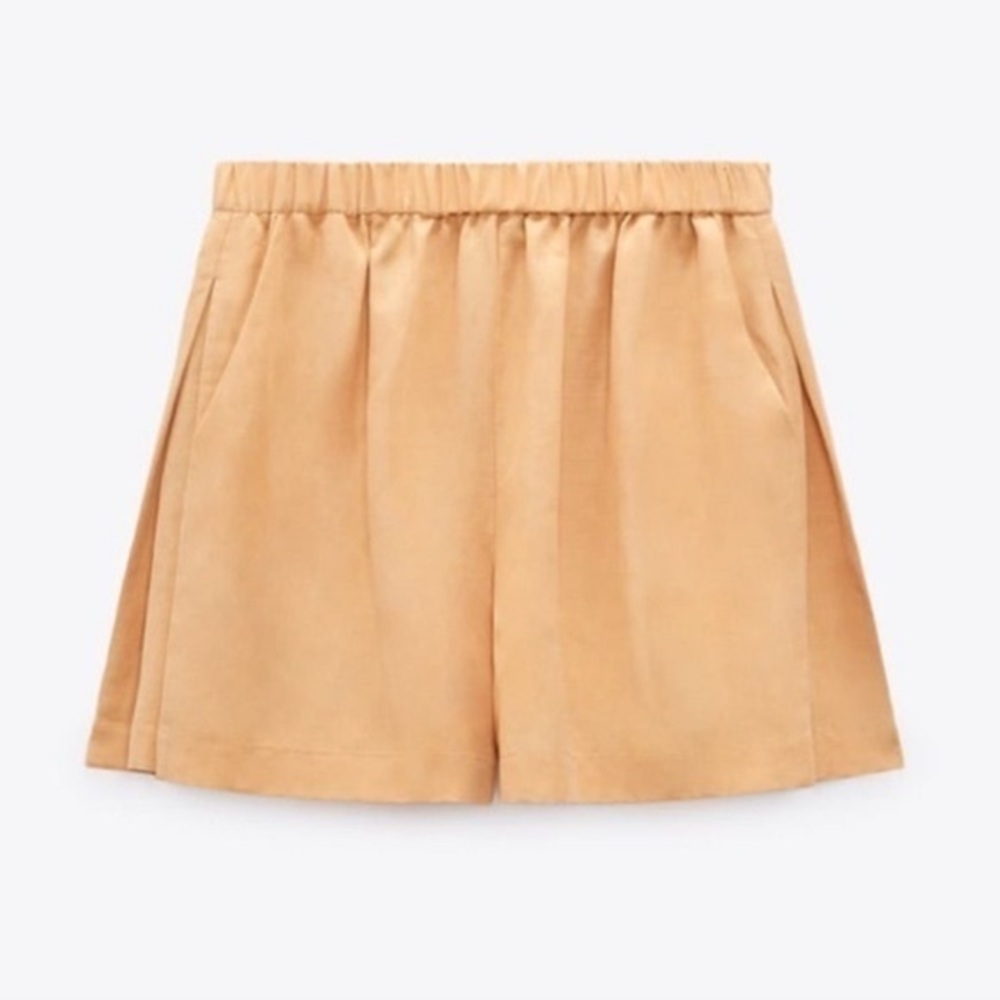 Zara Apricot Linen Blend Shorts Size L Ref 8073/002